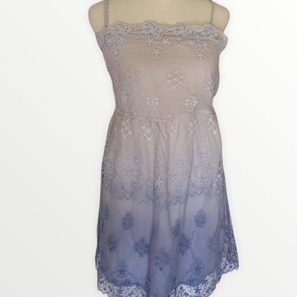 Zara Lacy Embroidered Purple Ombré Dress Size M - Picture 1 of 10